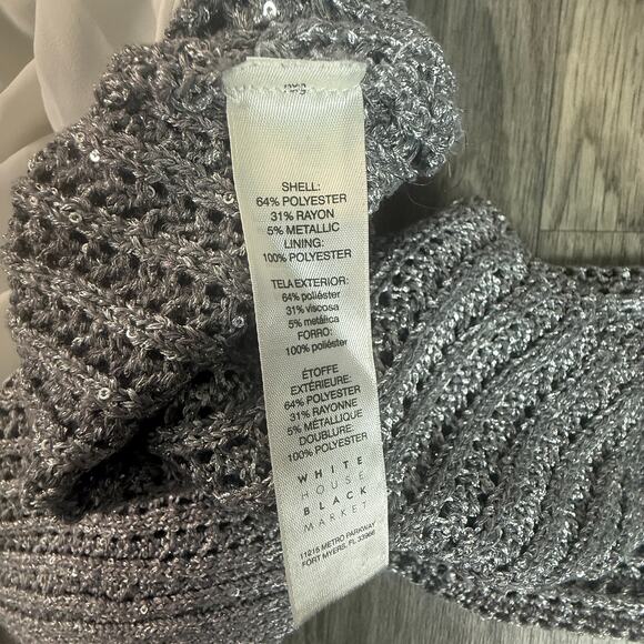 White House Black Market Silver Metallic Knit Layered Pullover Sweater - Picture 4 of 5